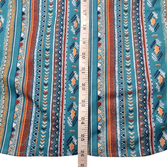 Trissi 90s Teal Aztec Southwest Button Front Blouse Tribal Print Boho Top Large - Picture 5 of 6